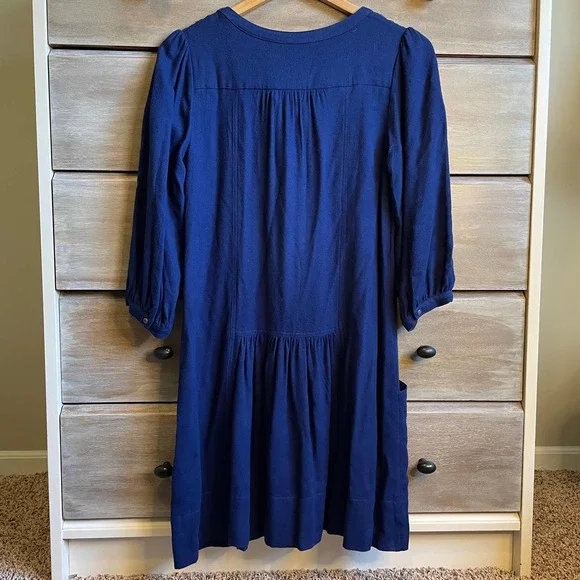 Anthropologie Dubois Blue Embroidered Tunic Shirt Dress - Picture 3 of 6
